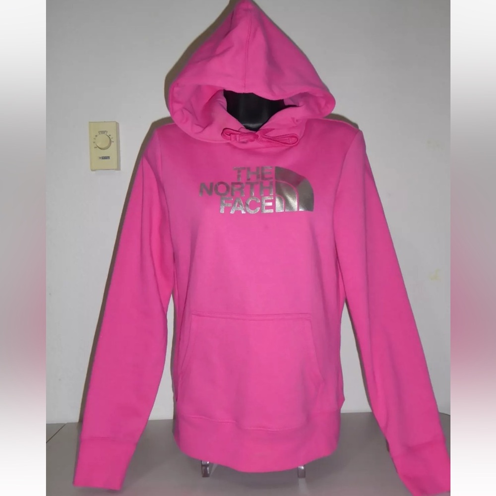 THE NORTH FACE WOMEN'S PULLOVER HOODED SWEATER HOT PINK AND SILVER SIZE XS